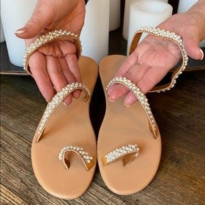 Beaded flat sandal